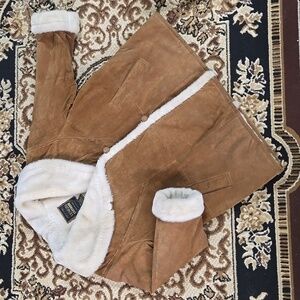 90s Does 70s Suede Jacket Penny Lane Coat Faux Fur Lining 1990 Venezia Leather